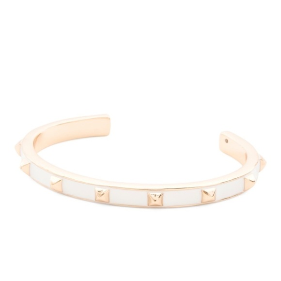 AllSaints Enamel Studded Cuff Bracelet White Gold tone New Classy Elegant - Picture 1 of 3